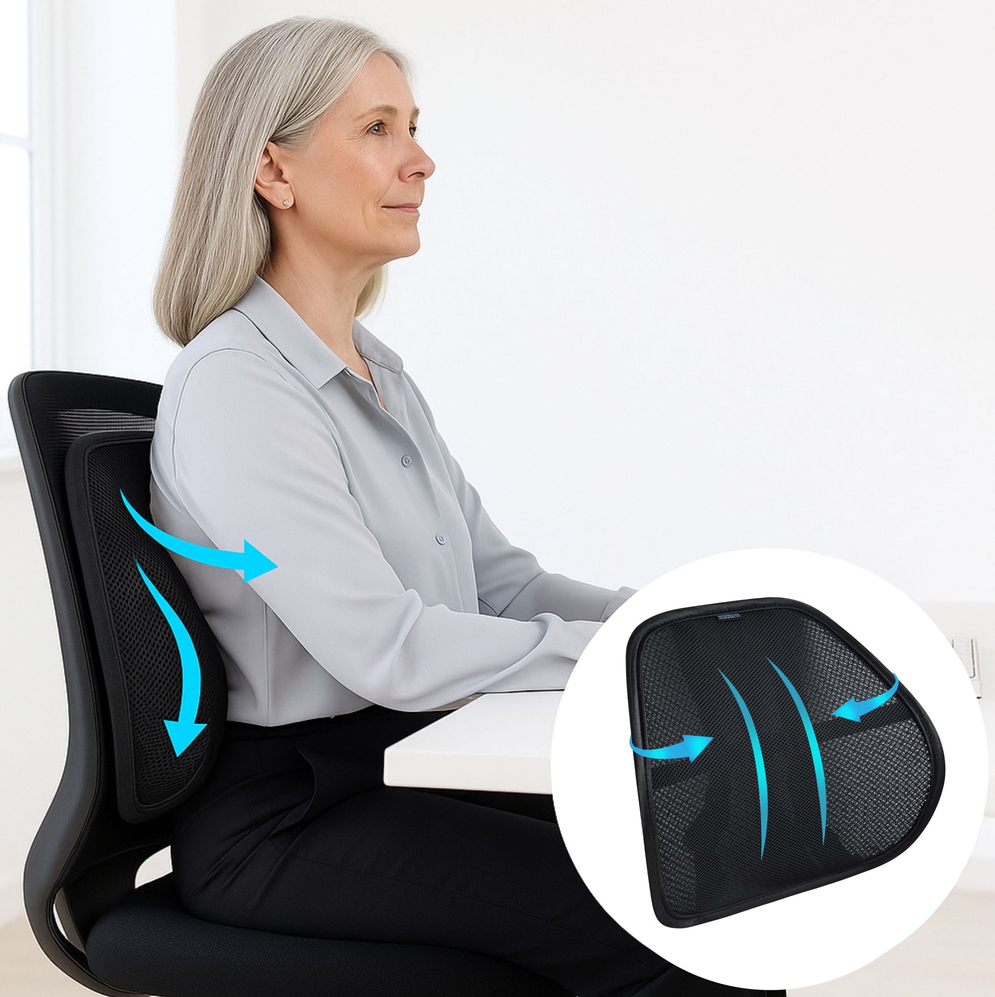 Mesh Lumbar Back Support (2 Pack) Back Support Easy Posture 