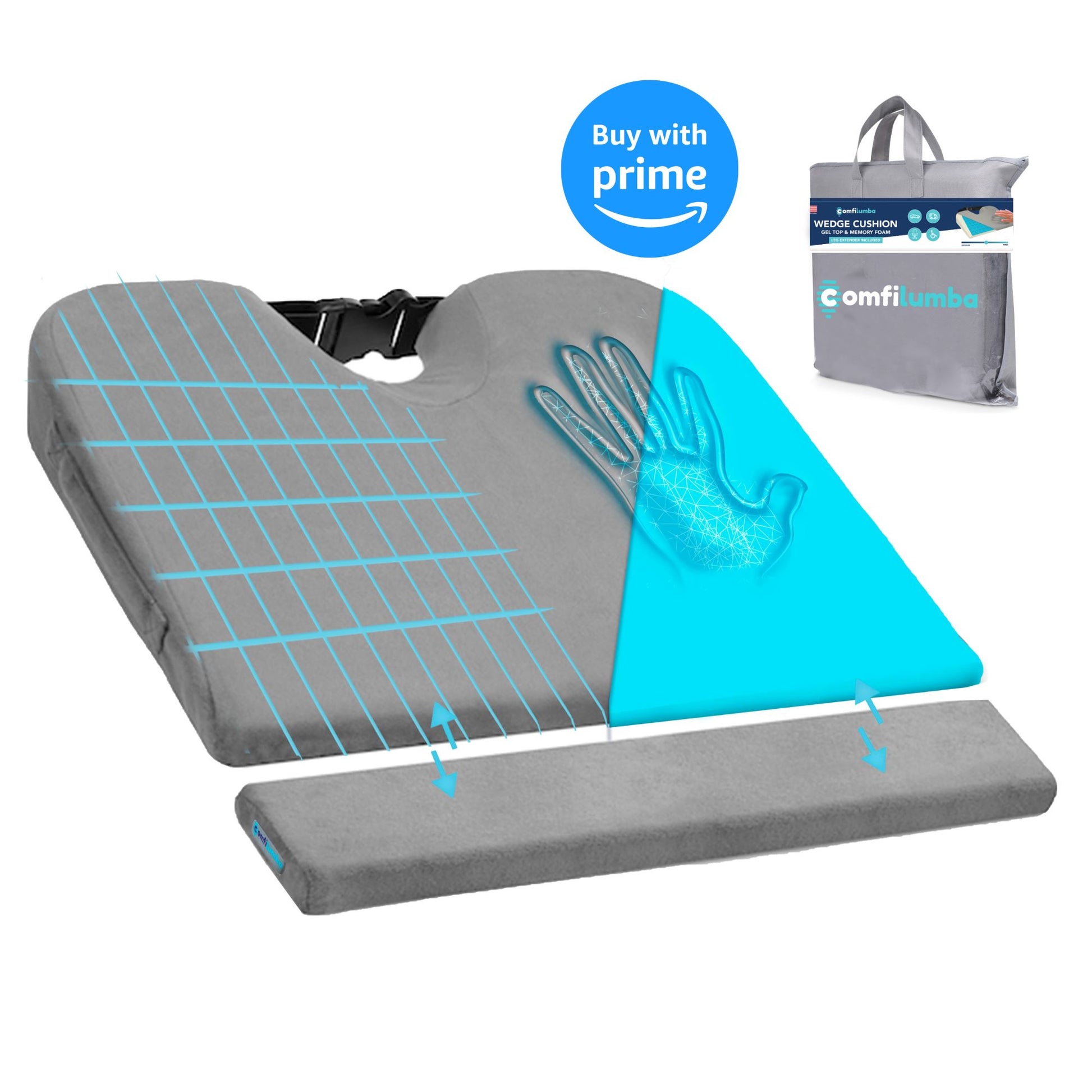 Wedge Cushion - Gel Infused Memory Foam Seat Cushion ComfiLumba 