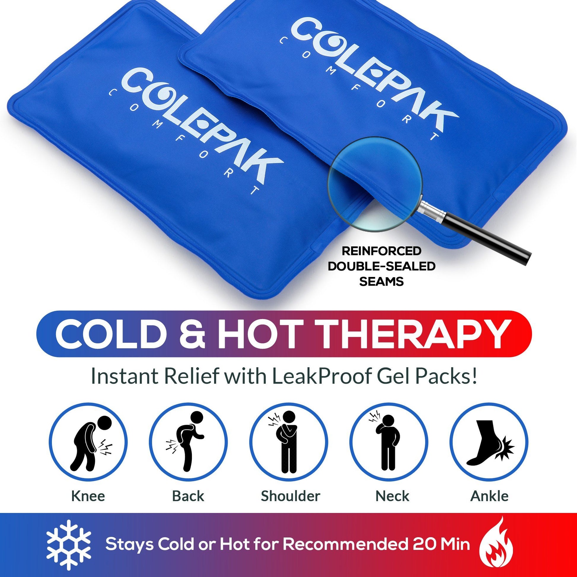 Reusable Gel Ice Packs & Ice Wrap Holder Reusable Hot Cold Pack ColePak Comfort 